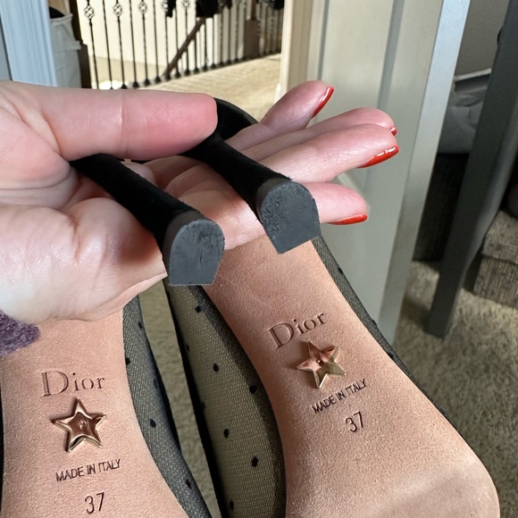 Christian Dior Black Mesh Polka Dot Pointed Toe Stiletto Heel - Picture 5 of 8